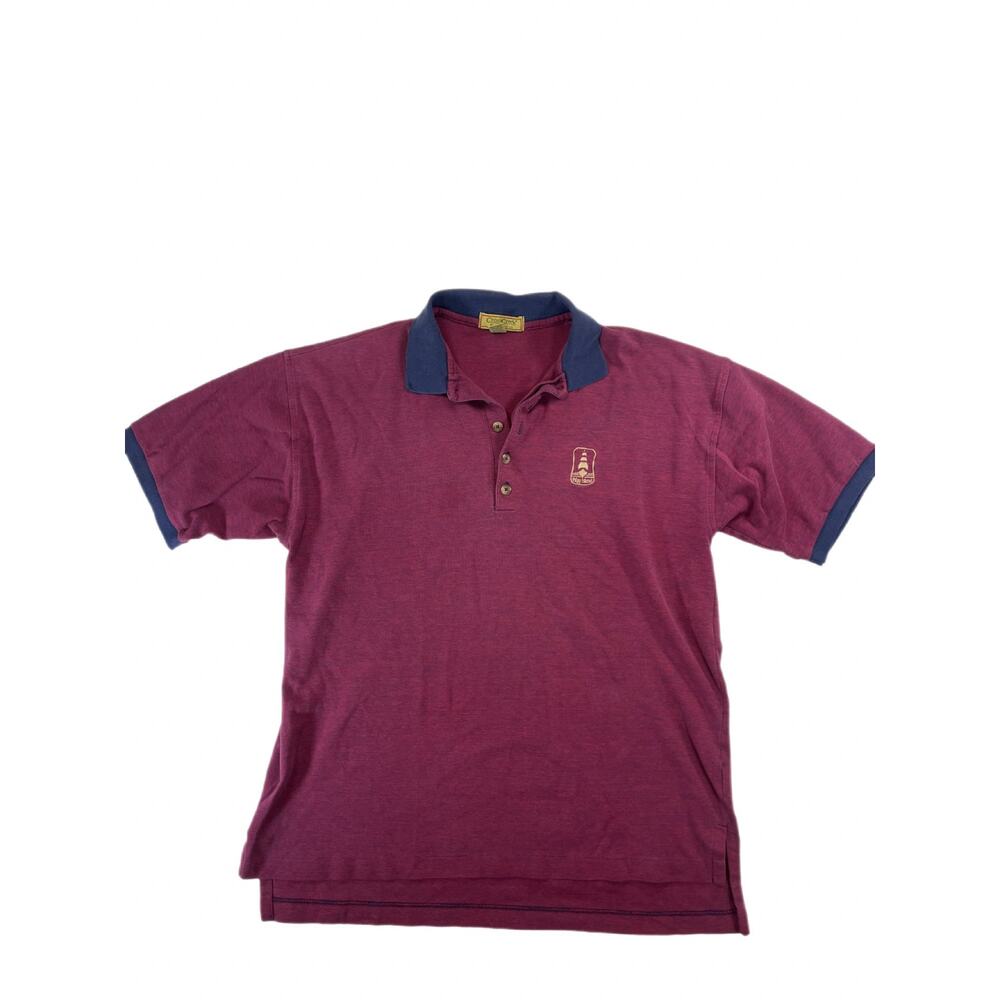 CrossCreek Vintage 90s Frippy Island Lighthouse Polo Red L Made in USA Coastal
